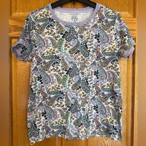 Vera Bradley Purple Paisley T-Shirt Tee Top 100% Cotton Ladies Large L